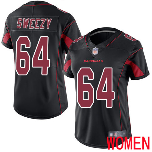 Arizona Cardinals Limited Black Women J.R. Sweezy Jersey NFL Football #64 Rush Vapor Untouchable->women nfl jersey->Women Jersey